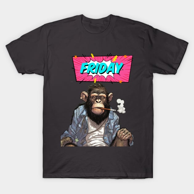 Stoned Monkey Friday Monkey Thoughts T-Shirt by FrogandFog